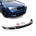 Aero Priekinis Pažeminimas skirtas BMW X3 F25 LCI / X4 F26 (14-18) su M-Pack bamperiu, juodas blizgus