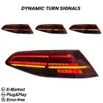 R style LED Tail Lights set with Dynamic turn signals for VW Golf MK7 (13-19) hatchback