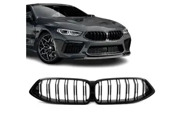 M-Style Priekinės Grotelės skirtos BMW G14, G15, G16 PRE-LCI (18-22), dvigubos, juodos blizgios