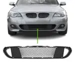 Centrinės Apatinės Grotelės + Dangteliai, komplektas skirtas BMW E60 / E61 su M-Tech / M-Pack bamperiu