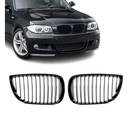 Front Kidney Grille set for BMW E81 / E87, glossy black