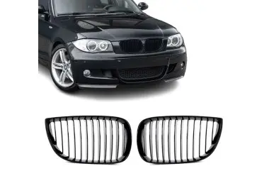 Priekinės Grotelės, komplektas skirtas BMW E81 / E87, juodos blizgios