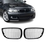 Front Kidney Grille set for BMW E81 / E87, glossy black
