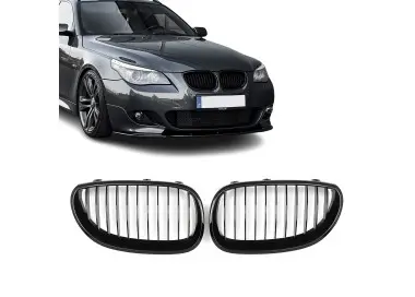 Priekinės Grotelės, komplektas skirtas BMW E60 / E61, juodos blizgios