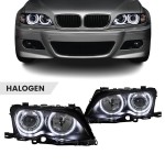 Headlights set with LED Angel Eyes for BMW E46 facelift (01-05) sedan / touring