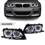 Priekiniai Žibintai su LED Angel Eyes, komplektas skirtas BMW E46 facelift (01-05) sedan / touring