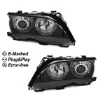 Headlights set with LED Angel Eyes for BMW E46 facelift (01-05) sedan / touring