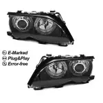 Priekiniai Žibintai su LED Angel Eyes, komplektas skirtas BMW E46 facelift (01-05) sedan / touring