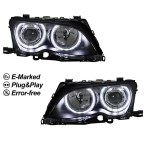 Priekiniai Žibintai su LED Angel Eyes, komplektas skirtas BMW E46 facelift (01-05) sedan / touring