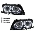 Priekiniai Žibintai su LED Angel Eyes, komplektas skirtas BMW E46 facelift (01-05) sedan / touring