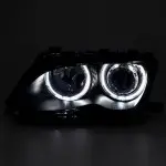 Priekiniai Žibintai su LED Angel Eyes, komplektas skirtas BMW E46 facelift (01-05) sedan / touring