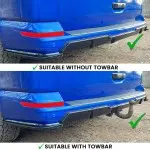 MX Galinio Bamperio Difuzorius + Spliteriai, komplektas skirtas VW T6 / T6.1 su vientisu bagažinės dangčiu, juodas blizgus