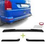 MX Galinio Bamperio Difuzorius + Spliteriai, komplektas skirtas VW T6 / T6.1 su vientisu bagažinės dangčiu, juodas blizgus