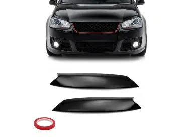Priekinių žibintų apdailos komplektas skirtas VW Golf 5 / Jetta 5 (03-10), juoda blizgi spalva
