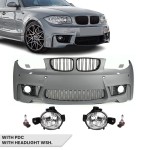 1M style Front Bumper for BMW E81 / E82 / E87 / E88, with PDC, with Washer holes, with fog lights