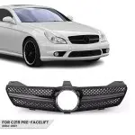 Priekinės Grotelės tinkančios Mercedes-Benz CLS (C219 / W219) prefacelift (04-07), juodos blizgios