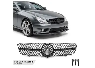 Priekinės Grotelės tinkančios Mercedes-Benz CLS (C219 / W219) facelift (08-10), juodos blizgios