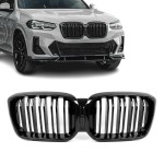 Performance priekinės Grotelės skirtos BMW G01 X3 LCI / G02 X4 LCI (21-24), dvigubos, juodos blizgios