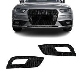 RS-style Fog Light Grille / Covers set for Audi A4...