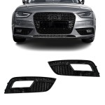RS-style Fog Light Grille / Covers set for Audi A4 B8.5 (12-15), glossy black