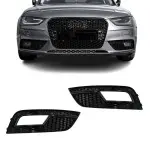 RS-style Fog Light Grille / Covers set for Audi A4 B8.5 (12-15), glossy black