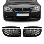 Diamond Priekinės Grotelės, komplektas skirtas BMW E90 / E91 PRE-LCI (05-08), juodos blizgios