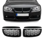 Diamond Priekinės Grotelės, komplektas skirtas BMW E90 / E91 PRE-LCI (05-08), juodos blizgios