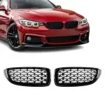 Diamond Priekinės Grotelės, komplektas skirtas BMW F32 / F33 / F36 / F80 / F82, juodos blizgios