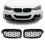 Diamond Front Kidney Grille set for BMW F30 / F31, glossy black