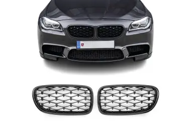 Diamond Priekinės Grotelės, komplektas tinkantis BMW F10 / F11, juodos blizgios