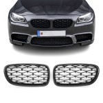 Diamond Priekinės Grotelės, komplektas tinkantis BMW F10 / F11, juodos blizgios