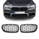 Diamond Priekinės Grotelės, komplektas tinkantis BMW F10 / F11, juodos blizgios