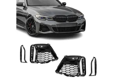 M340-style Priekinio bamperio Grotelės / Apdailos, komplektas skirtas BMW G20 / G21 (18-22), juodos blizgios