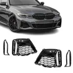 M340-style Priekinio bamperio Grotelės / Apdailos, komplektas skirtas BMW G20 / G21 (18-22), juodos blizgios