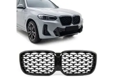 Diamond Priekinės Grotelės skirtos BMW G01 X3 LCI / G02 X4 LCI (21-24), juodos blizgios