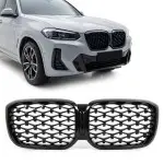 Diamond Priekinės Grotelės skirtos BMW G01 X3 LCI / G02 X4 LCI (21-24), juodos blizgios