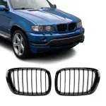 Priekinės Grotelės, komplektas skirtas BMW X5 E53 pre-facelift (99-03), juodos blizgios
