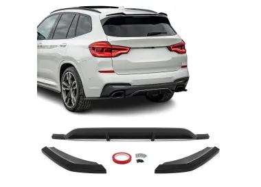 MX Galinio Bamperio Difuzorius + Spliteriai, komplektas skirtas BMW X3 G01 PRE-LCI (18-21) su M-Pack, juodas blizgus