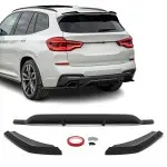 MX Galinio Bamperio Difuzorius + Spliteriai, komplektas skirtas BMW X3 G01 PRE-LCI (18-21) su M-Pack, juodas blizgus
