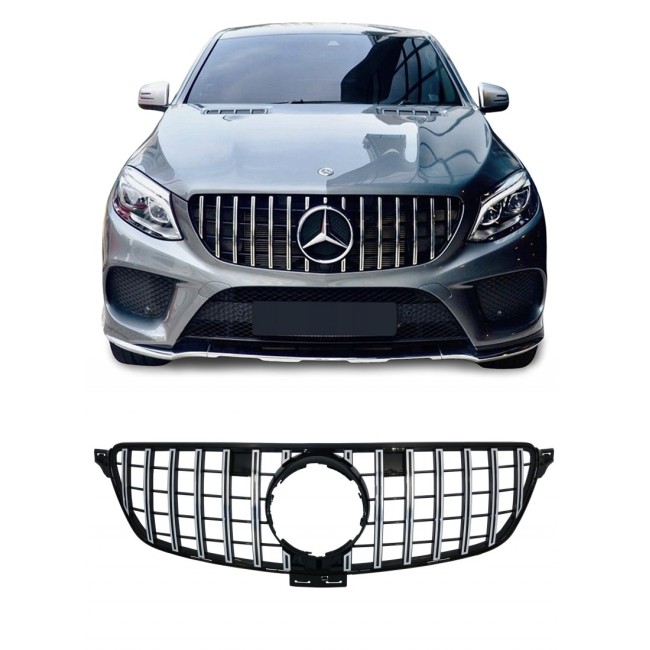Front grille for Mercedes-Benz GLE C292 (15-) coupe, black + chrome