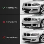 WR Priekinis Pažeminimas skirtas BMW E82 / E88 su M-Sport bamperiu, juodas blizgus