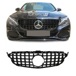 Front grille for Mercedes-Benz W205 (15-18), glossy black 
