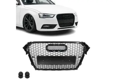 RS išvaizdos Priekinės Grotelės skirtos Audi A4 / S4 B8.5 (12-15), juodos blizgios