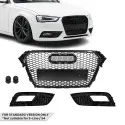 RS išvaizdos Priekinės + Priešrūkinių Grotelės skirtos Audi A4 B8.5 (12-15) standartinei versijai, juodos blizgios