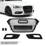 RS išvaizdos Priekinės + Priešrūkinių Grotelės skirtos Audi A4 B8.5 (12-15) standartinei versijai, juodos blizgios