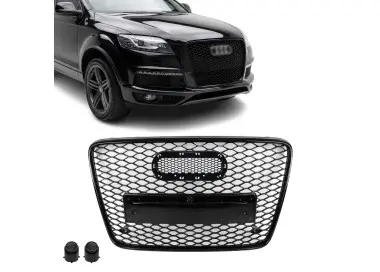 RS išvaizdos Priekinės Grotelės skirtos Audi Q7 4L (06-15), juodos blizgios