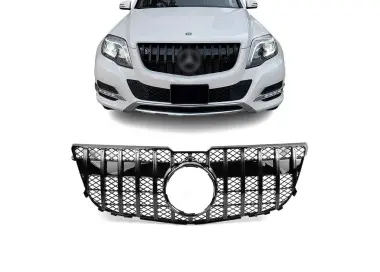 GT R Panamericana išvaizdos Priekinės Grotelės, skirtos Mercedes GLK X204 facelift (12-15), juodos blizgios