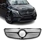 Diamond Priekinės Grotelės skirtos Mercedes V-Class W447 (14-19) pre-facelift, juodos + chromuotos