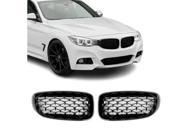 Diamond Priekinės Grotelės, komplektas skirtas BMW F34 GT, juodos blizgios