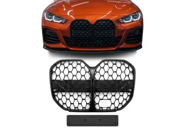 Priekinės Grotelės skirtos BMW G26 Gran Coupe su standartiniu distroniku (be Driving Assistant Pro), juodos blizgios
